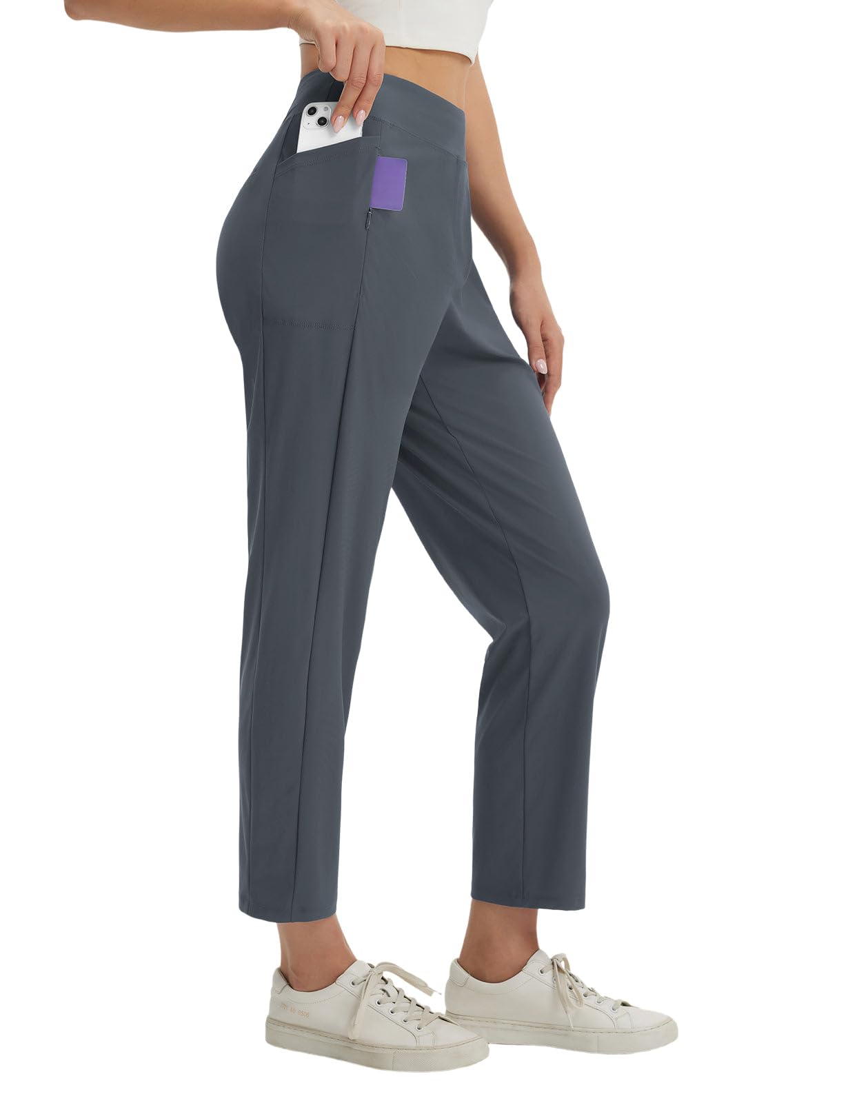BALEAF Womens Pants Casual 7 8 Petite Stretch Travel Pants Ankle Golf Work Pants with Pockets Pull On