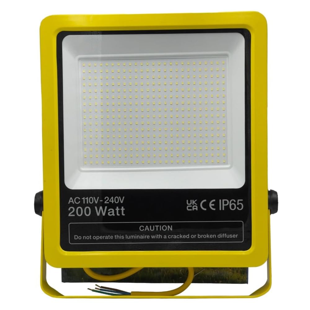 110V 200W LED Floodlight Work Light SMD | 22,000 Lumens 6500K Daylight | IP65 Waterproof Construction Site Lighting | Wall Mount Outdoor Security Lights | 120° Wide Beam Angle Heavy Duty Durable Case