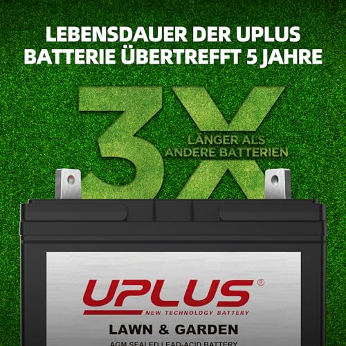 UPLUS UP-U1-4-P Rasentraktor Batterie 350A 12V 30Ah AGM Rasentraktor Batterie Starterbatterie für Aufsitzmäher wartungsfrei Maße: 195x125x176 mm (+，-)