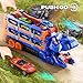 Vanvimen Toddler Car Truck Toys Gifts for 3 4 5 Years Old Boys, Toy Cars Track Set Dinosaur Transport Truck with 12 Pcs Die-Cast Cars Toys, Transforms into Dino, Toy Gifts for 3 4 5 6 Year Old Boys