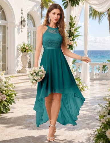 Image of Wedtrend Women's Semi Formal Dresses Halter Bridesmaid Dresses Wedding Guest Dress High Low Prom Dress