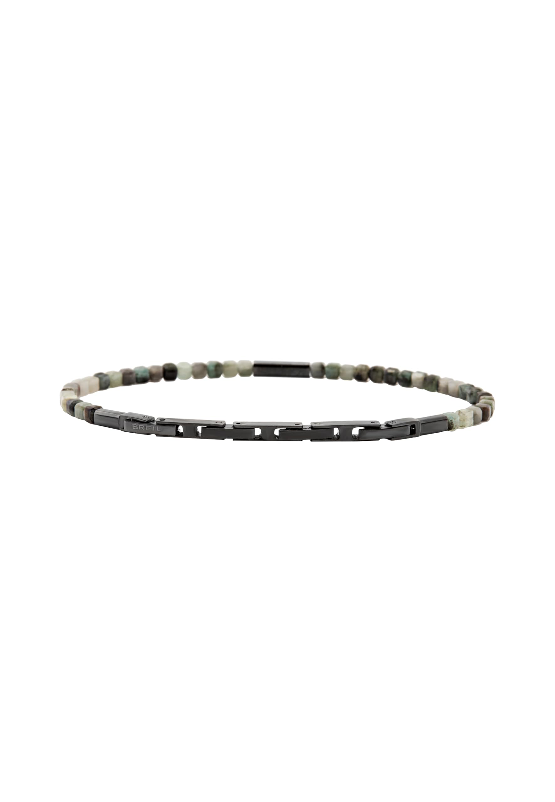 Breil, Priam Collection, Herrenarmband aus Edelstahl in der Farbe Gun mit Zentralem Element und Leuchtenden Edelsteineinsätzen, Schmuckverschluss, Verstellbare Länge 17-22 cm, Geschenkidee für Männer