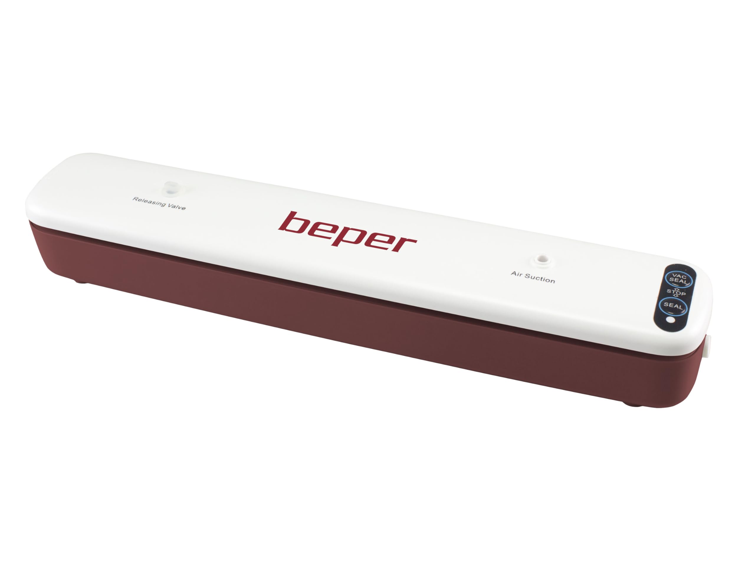 BEPER P102CON001 Machine sous vide avec 5 sacs sous vide, ABS, double opération, ruban d'étanchéité de 30 cm, blanc/gris