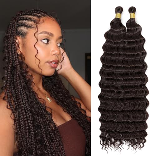 Eerya 20 Inch Deep Wave Curly Braiding Hair 2 Packs Boho Hair for Braiding