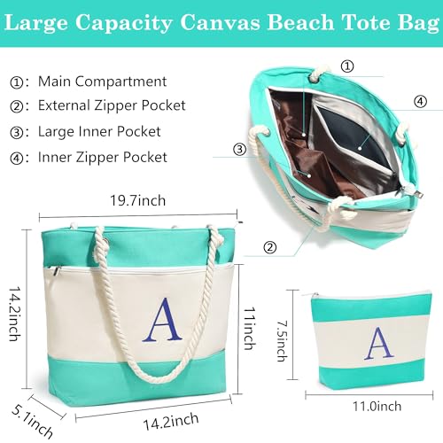 Image of YOOLIFE Beach Bags for Women - Travel Canvas Beach Tote, Pool Waterproof Bag, Travel Essentials, Gifts for Women Birthday