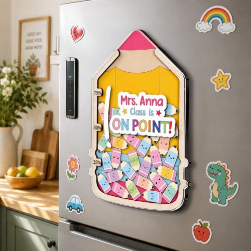 Image of Personalized Pencil Magnetic Reward Jar, Class Reward Jar for Teacher | Custom Wooden Positive Behavior System with Pencil Tokens, Reward Chart for Kids Behavior, Back to School Gift