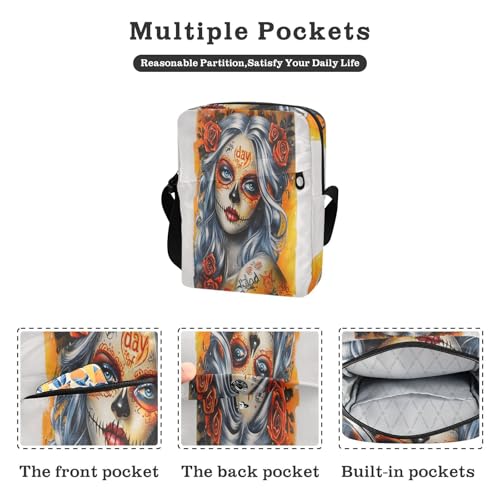 Mexican Sugar Skull Girl1 messenger bags cross body bag Cross Body Purses Adjustable Strap for outdoor sports School2