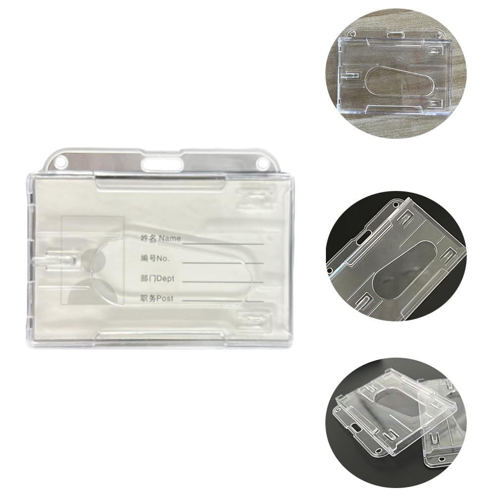 Portatarjetas Transparente De Plástico, 12 Unidades, Con Ranura Para Pulgar Y 3 Agujeros Para Colgar, Ideal Para Credenciales