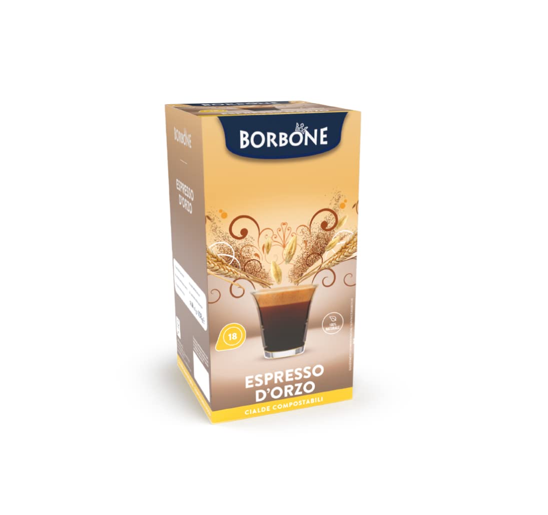 Caffè Borbone Barley Espresso — 72 Paper Pods of Creamy Plant-Based Decaffeinated Coffee — Delicious Barley-Infused Espresso Pods Compatible with ESE System Coffee Machines for Domestic Use*