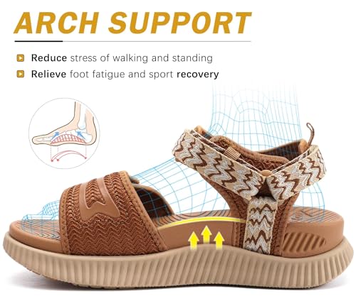 KuaiLu Womens Orthopedic Walking Sandals Ladies Recovery Sport Thick Athletic Cushion Outdoor Hiking Water Sandles Adjustable Strap Sandals with Comfortable Plantar Fasciitis Arch Support3