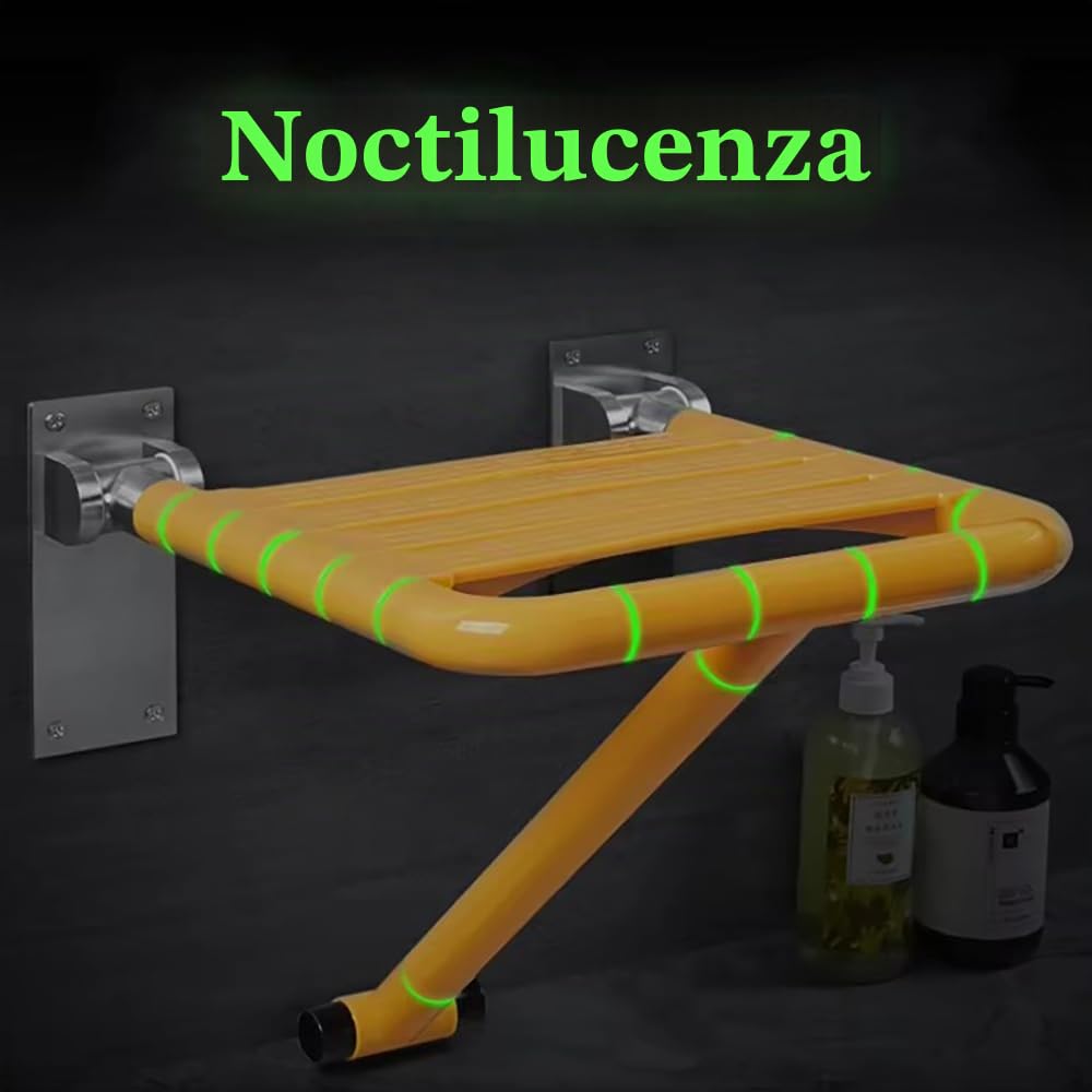 Sedile per Doccia a Parete, Sedia Da Doccia Pieghevole Antiscivolo,Sedile Per Doccia Da Parete Pieghevole,Scheletro In Acciaio Inossidabile,Piastra Sedile In ABS,Fino A 300 Kg Per Anziani E Disabili