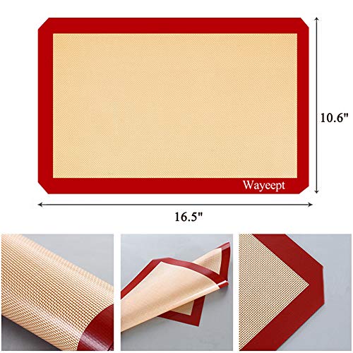 Cookie Sheet Liner Baking Mats Pan Liners Pastry Mat Silicone Reusable Half Sheet Non Stick Bake Mats 16-1/2"x10-5/8" for Macaron/Bake Pans Rolling Pastry/Bread Making(2 Pack)