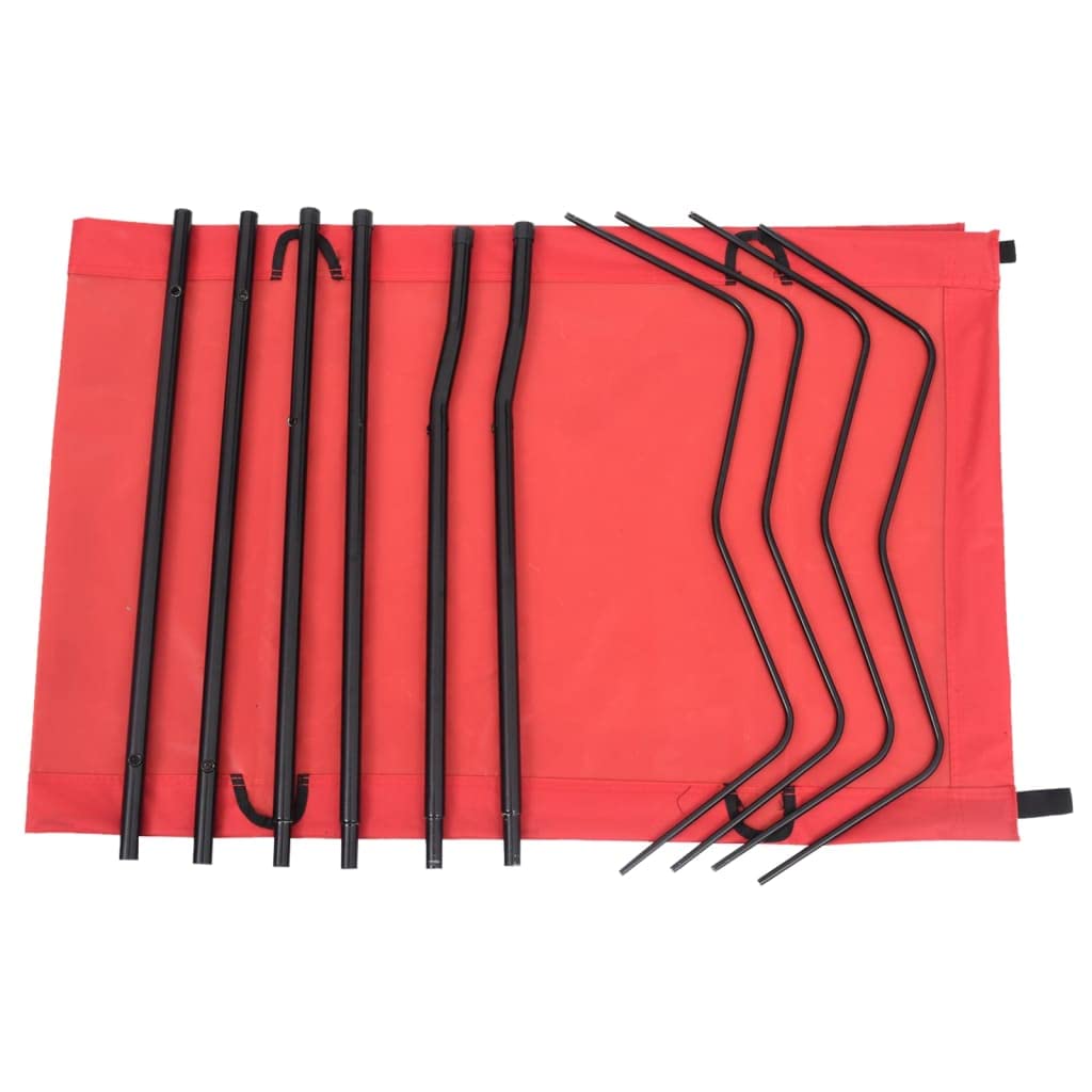 Leżak kempingowy, czerwony, z tkaniny Oxford 600 D i stali, 180 x 60 x 19 cm, nośność 120 kg, łóżko polowe, składane łóżko turystyczne na kemping, wędrówki, do aktywności na świeżym powietrzu