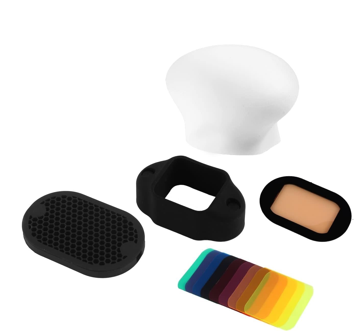 Hanumex Universal Professional Speedlight Flash Bot & Modifier Kit – Complete Photography Solution with Diffuser, Sphere, Grid, Grip, Gel Mount & 7 Creative Gels-picture-26