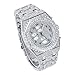 Men's Iced Out 43mm Octagon Shape Watch, Quartz Movement - Silver Arab Dial