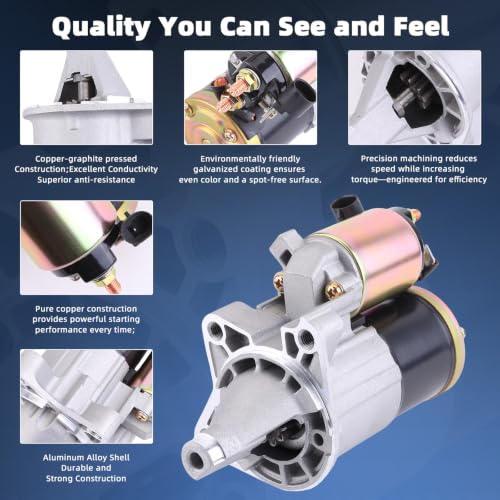 19026N Starter Motor Compatible con Chrysler Pacifica 2007-2008, Sebring 2007-2010, Town & Country 2008-2010, Dodge Avenger 2008-2010, Grand Caravan 2008-2010, 4608800AE M0T32371 SMT0343 41048151 miniatura 3