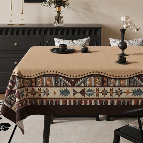 Morbuy Mantel Antimanchas Impermeable, Estilo Retro Europeo Mantel Hule Mesa Rectángulo, PVC Lavable Cubierta de Mesa, Table Cloth Plastico,para Fiesta,Cocina,Exteriore (Marrón,60x90cm)