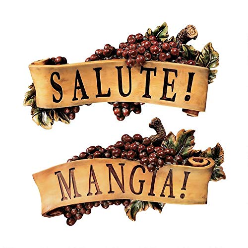 Design Toscano AH231116-Parent 2-Piece Salute and Mangia Wall Sculpture Set,Full Color