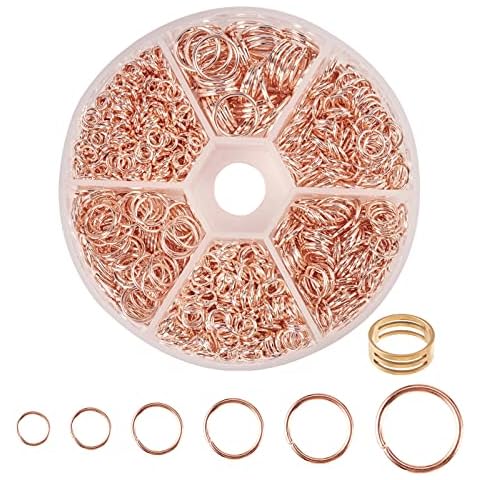 PandaHall 6 Größe Rose Gold Eisen Biegeringe für Schmuck Machen Lieferungen und Halskette Reparatur mit offenen Biegering (4 mm, 5 mm, 6 mm, 7 mm, 8 mm, 10 mm) Cover