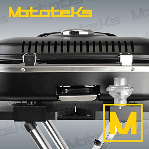 Mototeks, Inc. Portable BBQ Grill Propane Matchless Lighting Foldable CART for Camping Outdoor (Black)