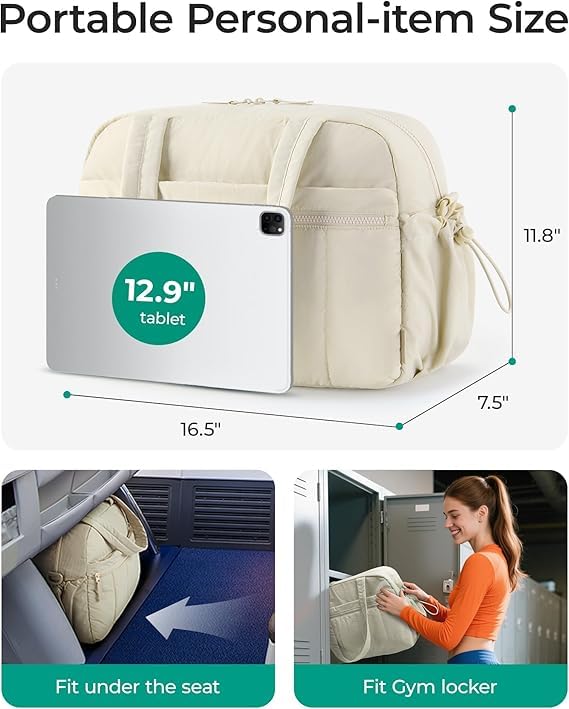 Image of Gym Bag for Women, Duffle Bag for Travel with Wet Pocket, Lightweight Carry on Weekender Duffel, Water Resistant