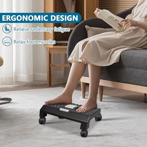 Image of Scizor Under Desk Foot Rest Work 4 Pulleys Adjustable Office Chair with Massage Surface and Roller, Pressure Relief for Extra Comfort,Ergonomic Slanted Stool for Home, Office(ROLLING-01)
