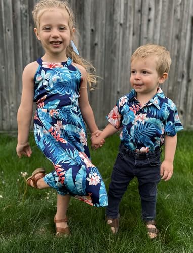 PATPAT Family Matching Summer Outfits, Hawaiian Vacation Women Beach Dress, Girls Sundress, Men and Boys Button Down Shirt2