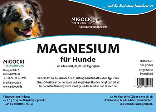 MIGOCKI MAGNESIUM – 500 g – Premium Ergänzungsfuttermittel für Hunde – Unterstützung des gesunden Nervensystems für mehr Gelassenheit, fördert einen lockeren Muskeltonus, gesunde Knochen und Zähne