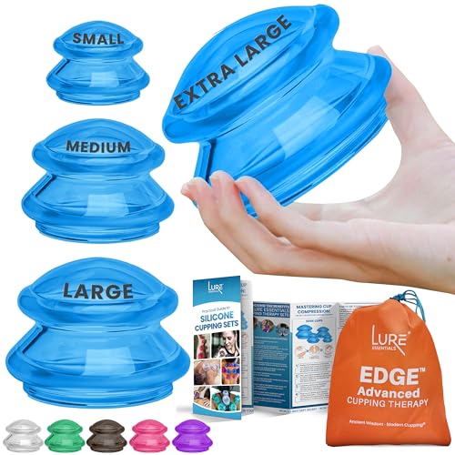 Silicone Cupping Therapy Set Professional Massage Cupping Cups for Cupping Therapy 4 Cup Kit for Massage, Myofascial Release, Cellulite Reduction (Lure Clear)