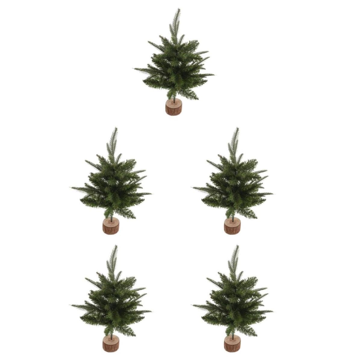 5 Stück Künstlicher Tischweihnachtsbaum 45cm mit Holzsockel für