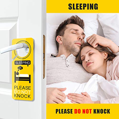 Psler DOOR-HANGER-SLEEPING 4 Pack Shh Baby Sleeping Door Sign, Dont Ring Doorbell Sign Baby Sleeping Psler Do Not Knock Or Ring Doorbell Sign Pvc Plastic thumb #5