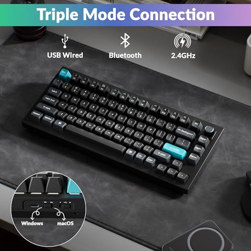 Image of Keychron Q1 Ultra 8K 75% Wireless Mechanical Keyboard, Aluminum Hot-Swappable RGB, Banana Switch, 82 Keys, 600h Battery Life, 2.4GHz /Bluetooth /Wired, ZMK Programmable, Mac Windows Linux - Black