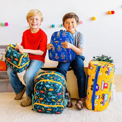 Image of Wildkin Olive Kid's Plastic Robots Pack 'n Snack Backpack