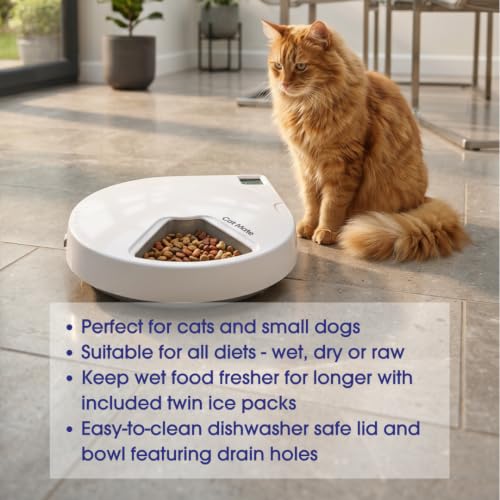 Image of Cat Mate Pet Mate C500 Automatic Pet Feeder with Digital Timer for Cats and Small Dogs [White, Grey]