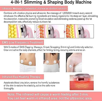 3 in 1 Body Slimming Device, Multifunction High Frequency Facial Machine Rejuvenates Skin Gives Toned Skin and Body Body Massager Device for Face, Arm, Waist, Belly, Leg, Hip
