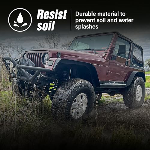 Image of YZONA for Wrangler TJ LJ Flat Front & Rear Fender Flares Compatible with 1997-2006 Jeep Wrangler TJ & 2004-2006 Jeep Wrangler LJ, Off-Road Heavy Duty Steel Mud Guard Combo Wheel Fenders 4 PCS Kit