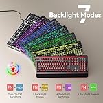 TECKNET Wired Keyboard, 2.4G USB Computer Keyboards, 7-Color & 4 Modes Backlit, Whisper Quiet Switches, Full Size Quiet Keyboard for Windows Desktop, PC, Laptop, Gaming - Image 2
