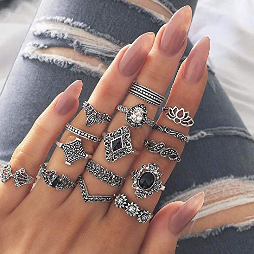 YouBella Oxidised Combo of 15 Boho Silver Plated Rings for Girls and Women (YBRG_20111A) (Silver) - Image 4