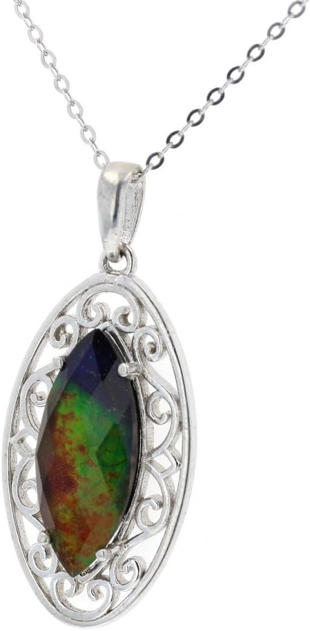Ammolite Pendant, Sterling-Silver Ammolite Pendant With 18" Sterling-Silver Chain