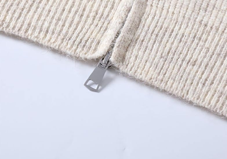Mens Stand Collar Zip Up Knit Sweater Solid Color Short Simple Comfortable Soft Cardigan Sweaters