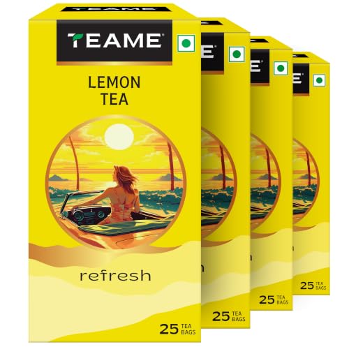 Image of TE-A-ME Refresh Lemon Black 25 Tea Bags (Pack of 4) | Black Tea Bags 100 pieces