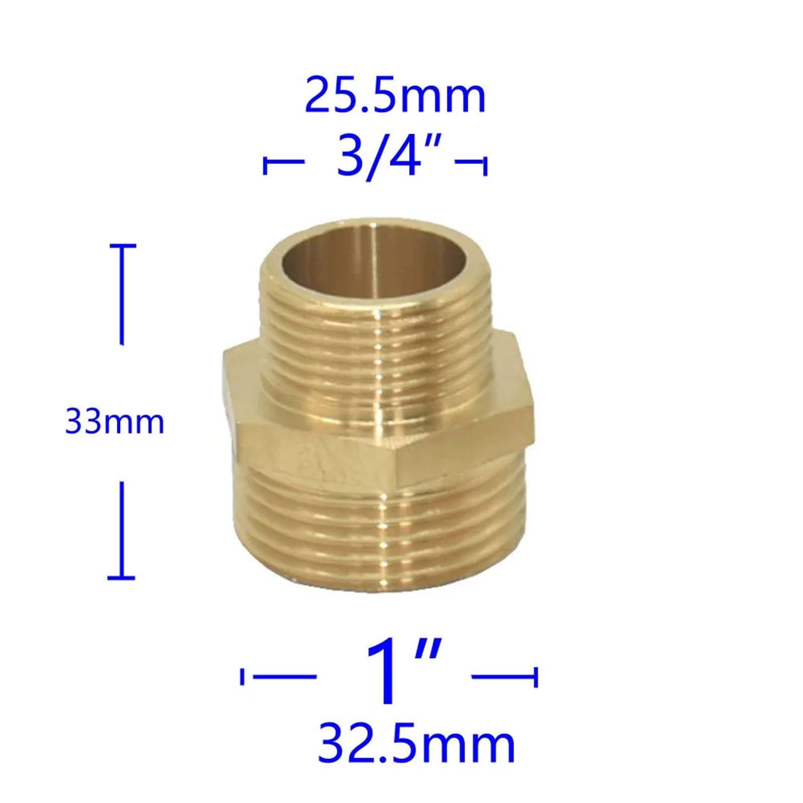 Connettore filettato in ottone maschio a 1,3 cm femmina da 1,9 cm 2,5/3/3,8/2" connettore di prolunga per tubi in rame (1I2 x 1I2)