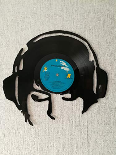 Reloj de pared de vinilo con motivo DJ upcycling reloj de diseño decoración de pared reloj de...