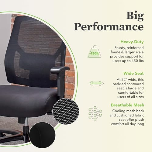 Image of HON Crio Big and Tall Ergonomic Mesh Office Chair, Extra‑Wide High‑Back Desk Chair with Adjustable Arms, Lumbar Support, Heavy‑Duty Tilt Recline, Swivel Wheels, Black Frame, Black