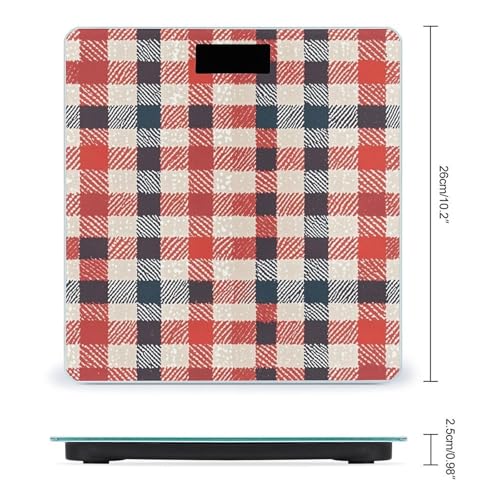 Báscula digital de baño roja con vidrio templado y pantalla LCD miniatura 2