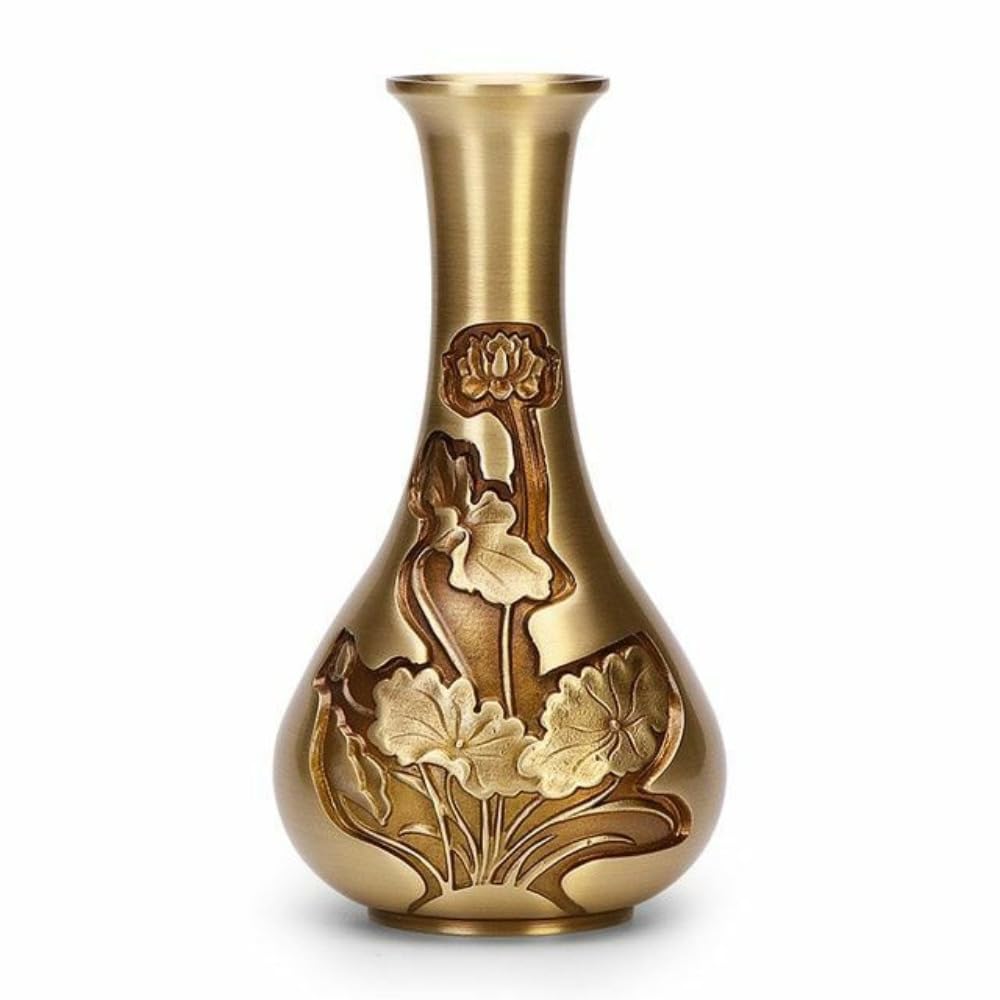 YTDJJWLS Jarrón antiguo de cobre de 15 cm para decoración del hogar, arreglos florales creativos