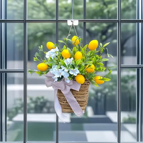 Couronne de panier de fleurs suspendue et composition florale mariage rustique - 4