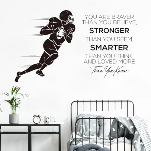 WOYINIS Football Wall Decals Inspirational Quotes Wall Stickers Vinyl Sport Wall Decal Art Peel and...