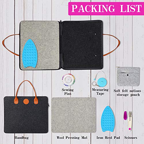 Rdutuok 17 Inchx13.5 Inch Wool Pressing Mat For Quilting With Carrying Case And Silicone Iron Rest Pad,100% New Zealand Wool Felted Ironing Pad Or Quilting Wooly Felted Iron Board For Retains Heat thumb #8