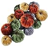 Winlyn 16 pcs assorted small faux rustic harvest velvet pumpkins decorative rust orange gold olive gray fabric pumpkins foam pumpkins farmhouse fall thanksgiving halloween table centerpiece decor  urban country home decor